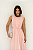 VESTIDO LONGO GOLA ALTA COM BORDADO DETALHE BABADO VERTICAL DOS LADOS ROSA CLARO - Imagem 2
