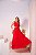 VESTIDO LONGO OMBRO SÓ COM DETALHE FLOR ABAIXO DO BUSTO SAIA COM CAMADAS VERMELHO - Imagem 1