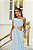 VESTIDO LONGO OMBRO SÓ COM DETALHE FLOR ABAIXO DO BUSTO SAIA COM CAMADAS AZUL SERENITY - Imagem 2