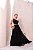 VESTIDO LONGO OMBRO SÓ COM DETALHE FLOR ABAIXO DO BUSTO SAIA COM CAMADAS PRETO - Imagem 1
