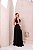 VESTIDO LONGO OMBRO SÓ COM DETALHE FLOR ABAIXO DO BUSTO SAIA COM CAMADAS PRETO - Imagem 3