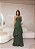 VESTIDO CHIFFON PLISSADO COM CAMADAS VERDE OLIVA - Imagem 1