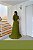 VESTIDO LONGO PLISSADO COM MANGA PLUSADA A VERDE OLIVA - Imagem 2