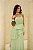 VESTIDO LONGO CHIFFON COM ECHARPE DETALHE PEPLUM COM CAMADAS VERDE MENTA - Imagem 2