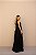 VESTIDO LONGO CHIFFON COM ECHARPE DETALHE PEPLUM COM CAMADAS PRETO - Imagem 3