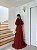 VESTIDO LONGO PLISSADO COM MANGA PLUSADA A MARSALA - Imagem 3