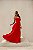 VESTIDO LONGO ALCINHA CHIFFON BABADOS NA LATERAL COM DECOTE V VERMELHO - Imagem 1