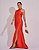 VESTIDO ZIBELINE LONGO GOLA TRANSPASSADA EFEITO DRAPEADO SOBRE O BUSTO VERMELHO - Imagem 1