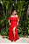 VESTIDO LONGO CHIFFON COM MANGA CAPA E FENDA NA LATERAL VERMELHO - Imagem 1