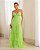 VESTIDO LONGO MICROTULE DE ALCINHA COM SAIA EM CAMADAS VERDE LIMA - Imagem 1