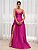 VESTIDO ZIBELINE LONGO ALCINHA COM SAIA AMPLA  E ESTRUTURADA DECOTE V FUCSIA - Imagem 1