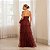 VESTIDO LONGO MICROTULE DE ALCINHA COM SAIA EM CAMADAS MARSALA - Imagem 2
