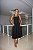 VESTIDO MIDI FRENTE ÚNICA DECOTE RETO CINTURA BAIXA MODELADA PRETO - Imagem 1