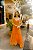 VESTIDO LONGO CHIFFON DECOTE V SAIA BABADINHO LARANJA - Imagem 1