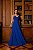 VESTIDO LONGO CHIFFON PLISSADO ALCINHA CAPA AZUL ROYAL - Imagem 2