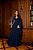 VESTIDO LONGO CHIFFON PLISSADO ALCINHA CAPA AZUL MARINHO - Imagem 1