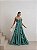 VESTIDO LONGO COM DECOTE EM FORMATO DE PÉTALAS COM BABADÕES VOLUMOSOS VERDE ESMERALDA - Imagem 1