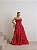VESTIDO LONGO COM DECOTE EM FORMATO DE PÉTALAS COM BABADÕES VOLUMOSOS VERMELHO - Imagem 1