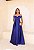 VESTIDO LONGO ZIBELINE ACETINADO OMBRO A OMBRO ACINTURADO DECOTE CORAÇÃO AZUL ROYAL - Imagem 1