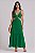 VESTIDO LONGO CREPE DECOTE V COM ARGOLA AMARRAÇÃO NAS COSTAS SAIA LISA VERDE BANDEIRA - Imagem 1