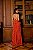 VESTIDO LONGO CHIFFON FRENTE ÚNICA COM BABADOS VERTICAIS E DETALHE FLOR TERRACOTA - Imagem 3