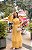 VESTIDO LONGO CHIFFON OMBRO SÓ MANGA LARGA COM BABADOS NA PONTA AMARELO MANTEIGA - Imagem 1