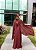 VESTIDO LONGO CHIFFON PLISSADO ALCINHA CAPA MARSALA - Imagem 2