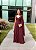 VESTIDO LONGO CHIFFON PLISSADO ALCINHA CAPA MARSALA - Imagem 1