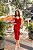 VESTIDO MIDI DECOTE V COM DETALHE DRAPEADO VERMELHO - Imagem 1