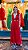VESTIDO LONGO DECOTE V MANGAS COM BABADO DETALHE FLOR ABAIXO DO BUSTO VERMELHO - Imagem 2