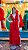 VESTIDO LONGO DECOTE V MANGAS COM BABADO DETALHE FLOR ABAIXO DO BUSTO VERMELHO - Imagem 1