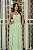 VESTIDO LONGO CHIFFON DRAPEADO CENTRAL NO BUSTO SAIA FLUIDA COM CAMADAS ASSIMÉTRICAS VERDE MENTA - Imagem 1