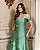 VESTIDO LONGO ZIBELINE  OMBRO A OMBRO DECOTE ESTRUTURADO SAIA SOBREPOSIÇÃO E RECORTE ASSIMÉTRICO VERDE MENTA - Imagem 2