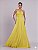 VESTIDO LONGO  ALCINHA E DECOTE V COM DETALHE  DRAPEADO E SAIA PLISSADA  AMARELO - Imagem 1