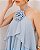 VESTIDO LONGO FRENTE ÚNICA COM BABADOS TRÊS MARIAS DETALHE FLOR AZUL SERENITY - Imagem 2