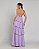VESTIDO LONGO FRENTE ÚNICA COM BABADOS TRÊS MARIAS DETALHE FLOR LILAS - Imagem 3