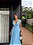 VESTIDO LONGO MICROTULE COM DECOTE V ACINTURADO AZUL SERENITY - Imagem 2