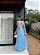 VESTIDO LONGO MICROTULE COM DECOTE V ACINTURADO AZUL SERENITY - Imagem 3
