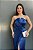 VESTIDO LONGO SEDA TOMARA QUE CAIA METADE PLISSADO METADE LISO FENDA FRENTE AZUL ROYAL - Imagem 1