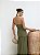 VESTIDO LONGO CHIFFON COM DECOTE V PLISSADO COM DETALHE NA CINTURA VERDE OLIVA - Imagem 2