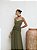 VESTIDO LONGO CHIFFON COM DECOTE V PLISSADO COM DETALHE NA CINTURA VERDE OLIVA - Imagem 1