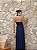 VESTIDO LONGO CHIFFON COM DECOTE V PLISSADO COM DETALHE NA CINTURA AZUL MARINHO - Imagem 3