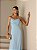 VESTIDO LONGO CHIFFON ALCINHA COM DECOTE DRAPEADO AZUL SERENITY - Imagem 1