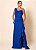 VESTIDO LONGO CHIFFON  ALCINHA COM FENDA E BABADO DETALHE BABADO NAS COSTAS AZUL ROYAL - Imagem 1