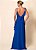 VESTIDO LONGO CHIFFON  ALCINHA COM FENDA E BABADO DETALHE BABADO NAS COSTAS AZUL ROYAL - Imagem 2