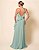 VESTIDO LONGO CHIFFON  ALCINHA COM FENDA E BABADO DETALHE BABADO NAS COSTAS VERDE MENTA - Imagem 2
