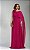 VESTIDO LONGO CHIFFON COM CAPA DETALHE FLOR NO OMBRO SAIA LISA FUCSIA - Imagem 1