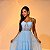 VESTIDO LONGO MICROTULE MODELO CORPETE SAIA COM PEQUENAS CAMADAS AZUL SERENITY - Imagem 2