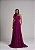 VESTIDO LONGO PLISSADO UM OMBRO SÓ APLICAÇÃO FLORAL EM RELEVO FUCSIA - Imagem 1