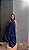 VESTIDO LONGO CHIFFON FRENTE ÚNICA PLISSADO SOBREPOSTO AZUL MARINHO - Imagem 1